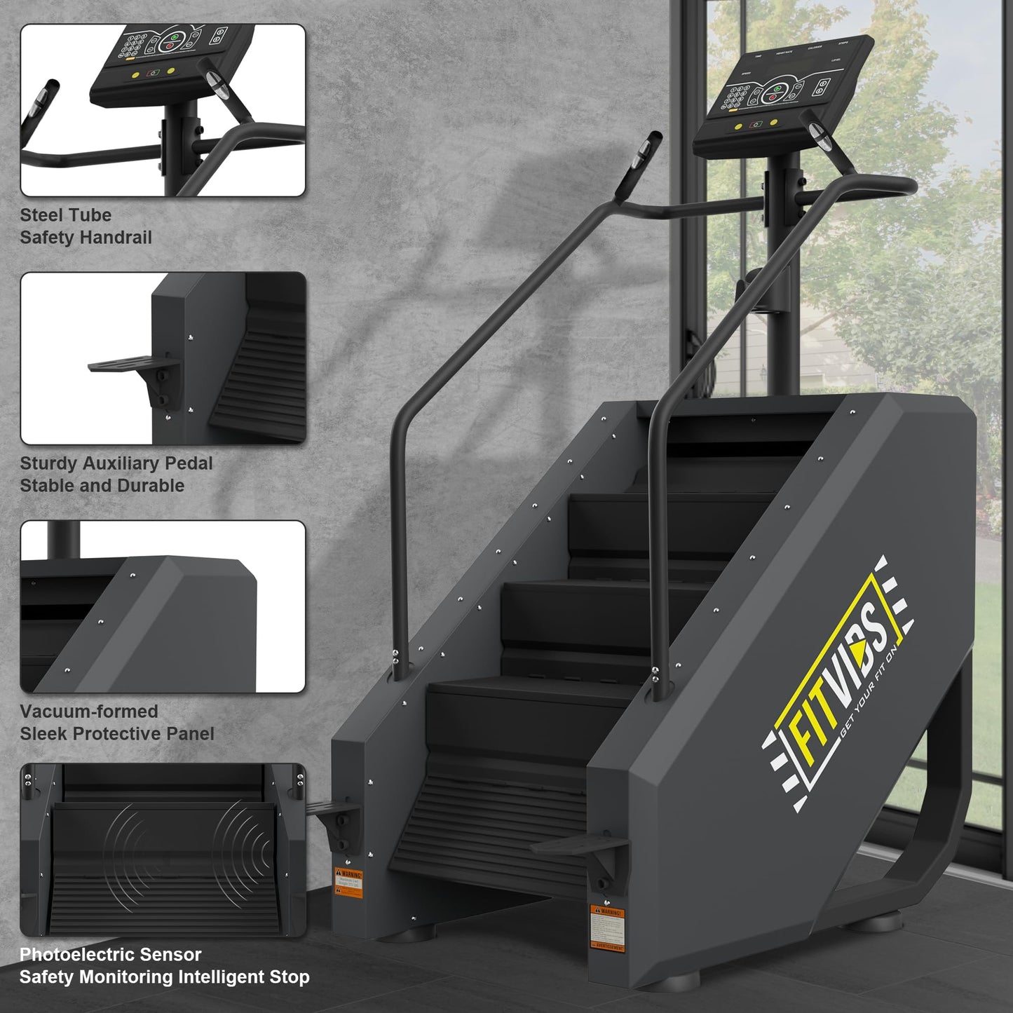 Fitvids Stair Stepper Machine, Commercial Grade Stair Climber with 15 Resistance Levels, Continuous Stair Stepping Machine for Cardio and Lower Body Workouts, LED Screen, Exercise Machine for Home Gym