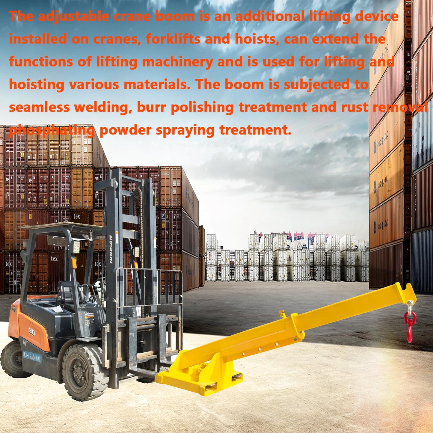 WYDDDARY Adjustable Mobile Crane Lifting Hoist Truss Jib Boom 8818.49LbS Capacity Forklift Telescopic Boom for Forklift Towing Handling(Angle Fixation)