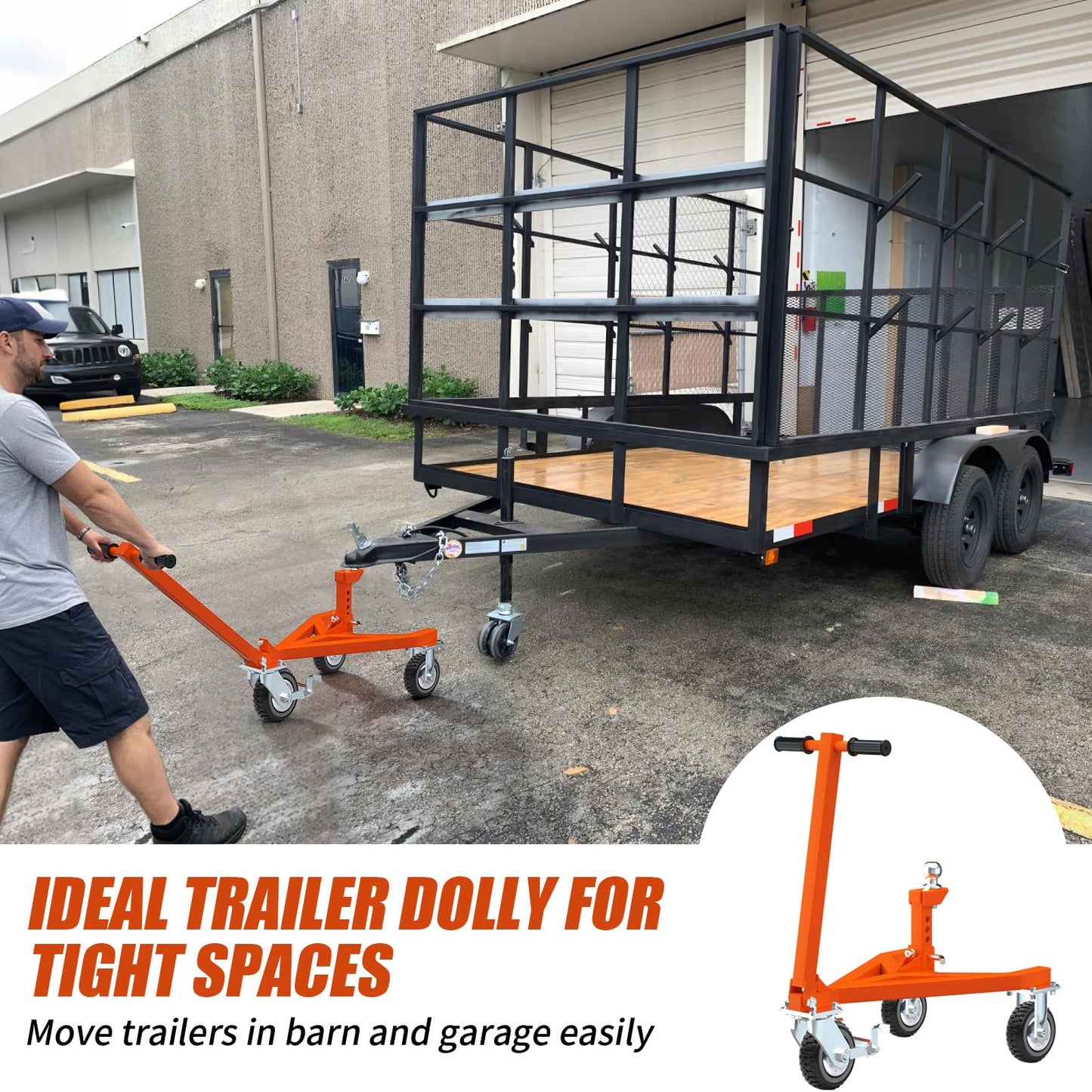 NUOVEPE Trailer Dolly with 2 Inch Ball, Trailer Mover Heavy Duty, Jet Ski Dolly 20000 LBS Road Rating, Adjustable Tongue Height for Moving Trailers, Campers, Jet Skis, RVs, Boats