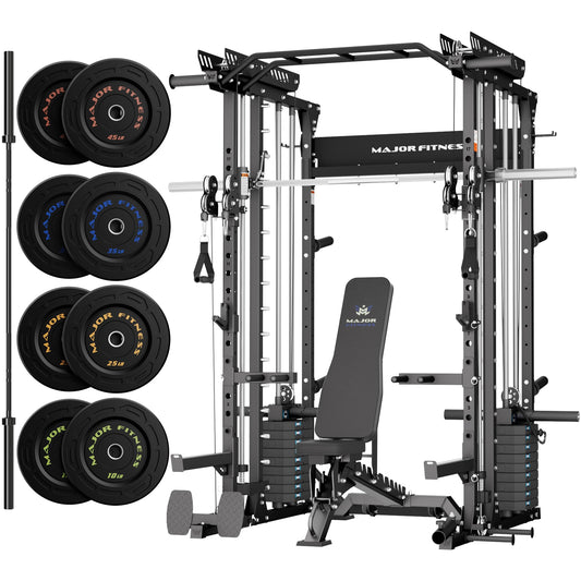 Major Fitness Drone MAX V Smith Machine with Weight Stacks, All-in-One Home Gym Squat Rack--2500LB Capacity, Dual LAT Pull-Down Systems & Cable Crossover Machine, Heavy-Duty Full-Body Workout Machine