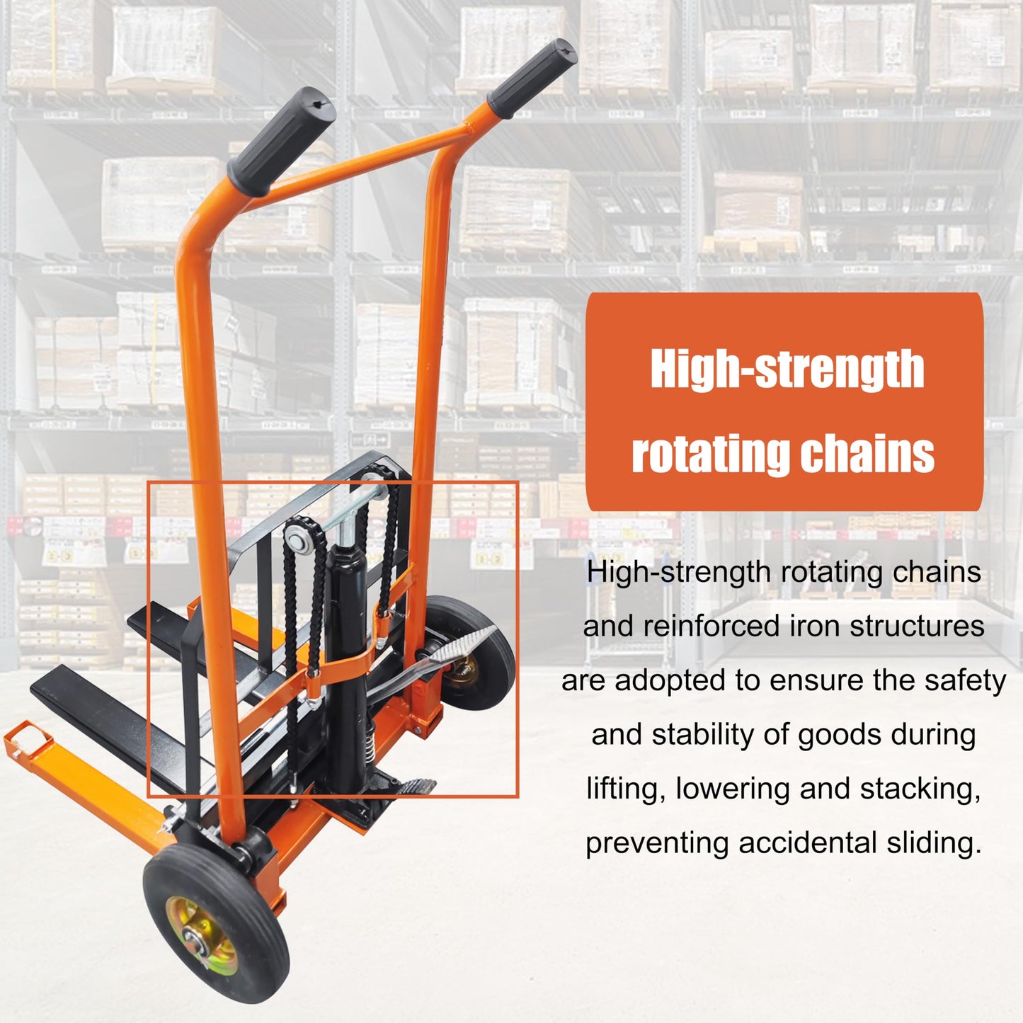 INTSUPERMAI Manual Stacker Hand Pallet Truck - 400lb Lifting Capacity, 35.4" Lift Height, Hydraulic Forklift for Warehouse, Factory, Supermarket & Exhibition Halls