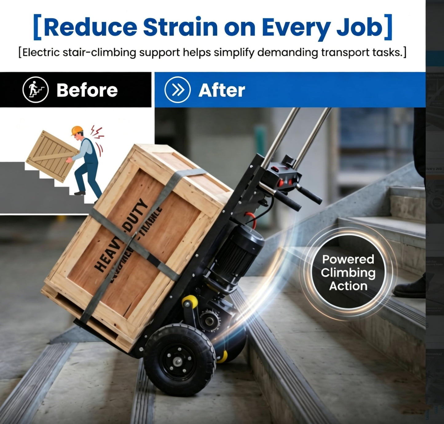 Electric Stair Climbing Dolly, 1200lbs Max Load Capacity, 1800W Electric Stair Climbing Hand Truck,2-Speed Folding Stair Climber Hand Trucks with Handle for Moving Furniture