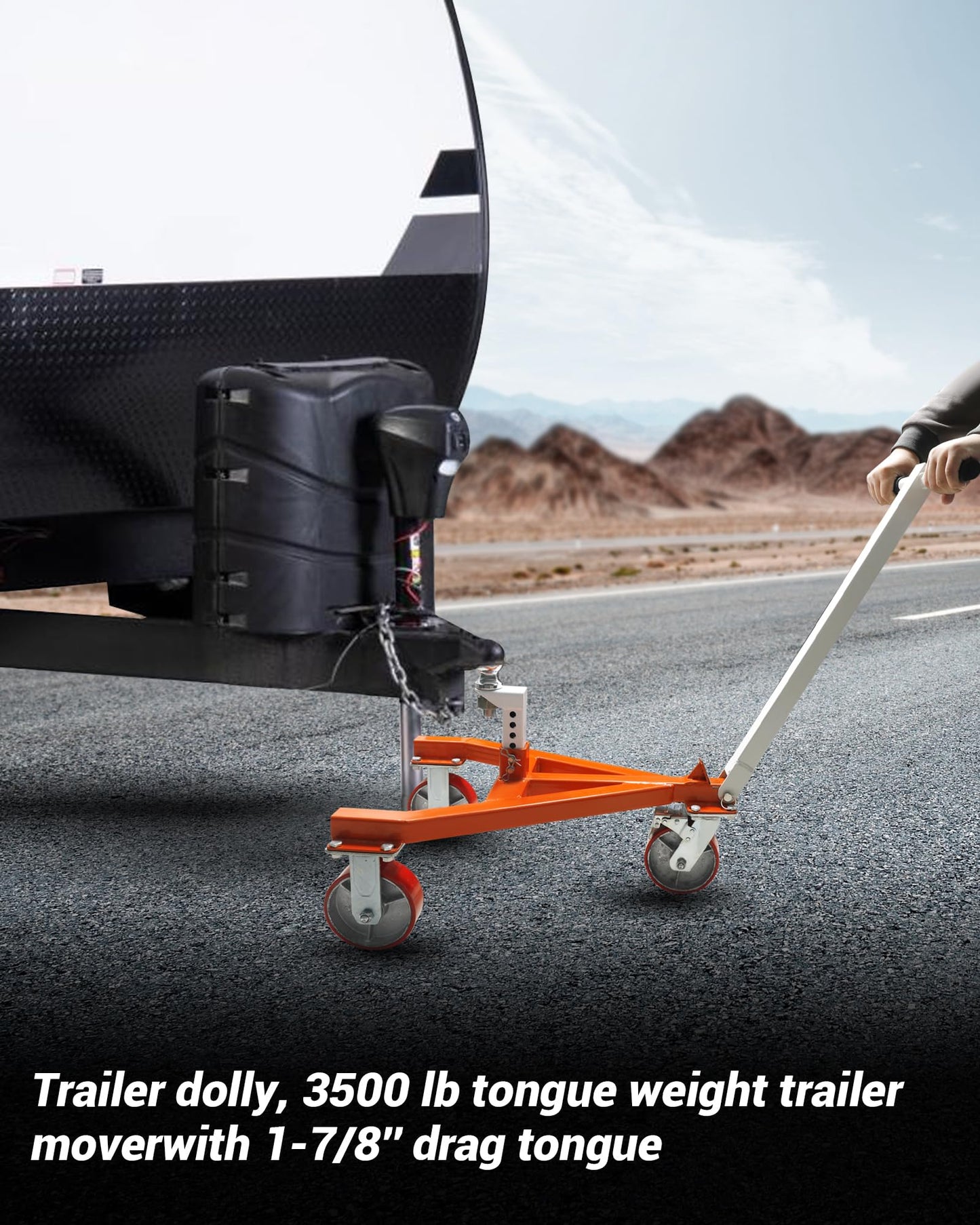 Krysolad Trailer Dolly, 3500 lb Tongue Weight Trailer Mover with 1-7/8 in Ball, Angle Adjustable, Suitable for RV Boat Motorcycle Jet Ski