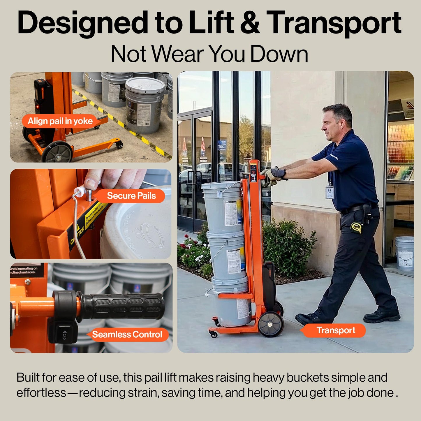 Superhandy Electric Pail Lift Hand Truck, 220 Lb Capacity for 5-Gallon Buckets, 48V 2Ah Battery Powered Lifter, Lightweight Portable Design, Quiet & Efficient Motor for Easy Loading
