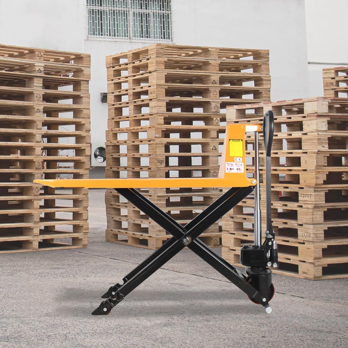 APOLLOLIFT Scissor Pallet Trucks, Manual Pallet Jack, 2200lbs Capacity Pallet Lift, 45" Lx21 W Fork, 31.5" Raised Height, Suitable for Open Bottom Pallets, Yellow