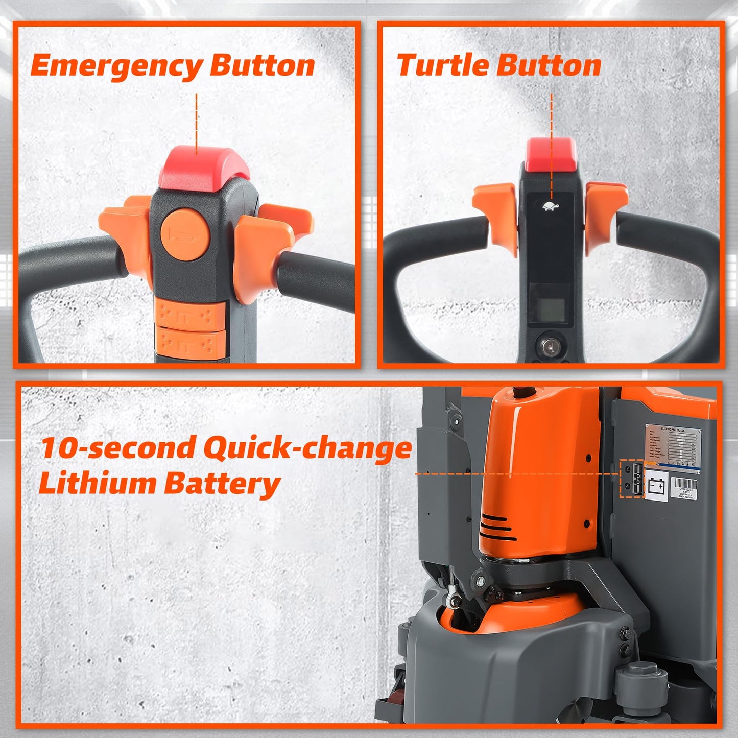 Tory Carrier Full Electric Power Pallet Jack Truck 4400lb Cap. 48" x 27" Fork Size, Lithium Battery Motorized Trucks Lift for Material Handling
