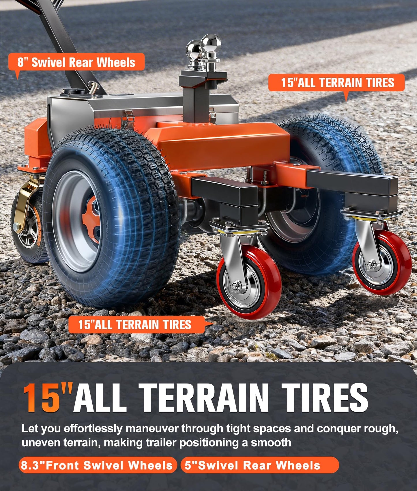 kaiwrxin Electric Trailer Dolly, 7500 Lbs Max Trailer Weight, All-Terrain 6-Wheel Anti-Tip Design & Handheld Reverse/Drive/Brake, 2“ & 4“Ball Hitch Mount for RVs, Car Trailers, Campers