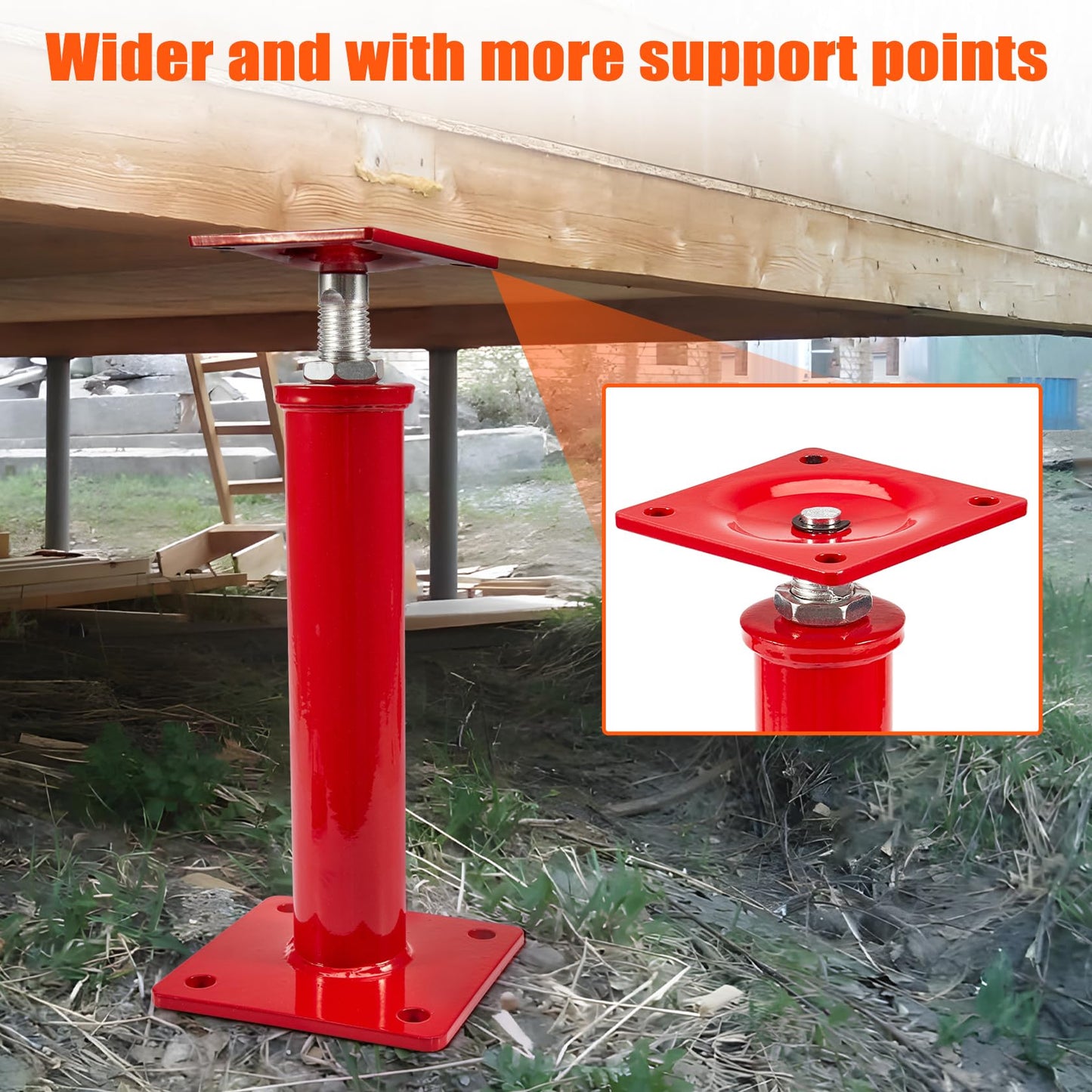 4 Pack House Jacks for Leveling Crawlspace, 11" - 16" Height Range, 11023 lbs Max Load Capacity, House Floor Jacks Post Pole for Leveling
