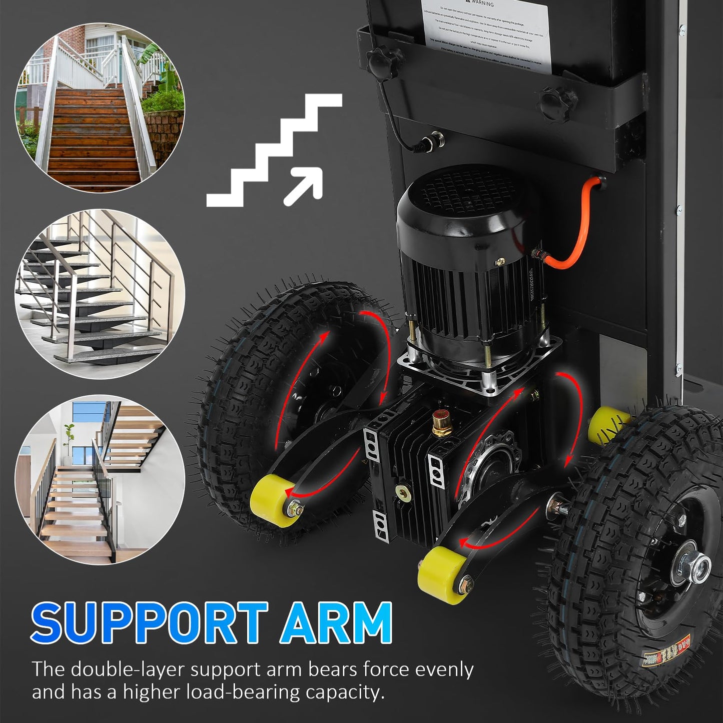 Electric Stair Climbing Dolly: 880lbs Capacity 1200W Foldable Stair Climbing Hand Truck - 3 Mode Stair Climber Hand Trucks with Telescopic Handle for Furniture Logistics Warehouse