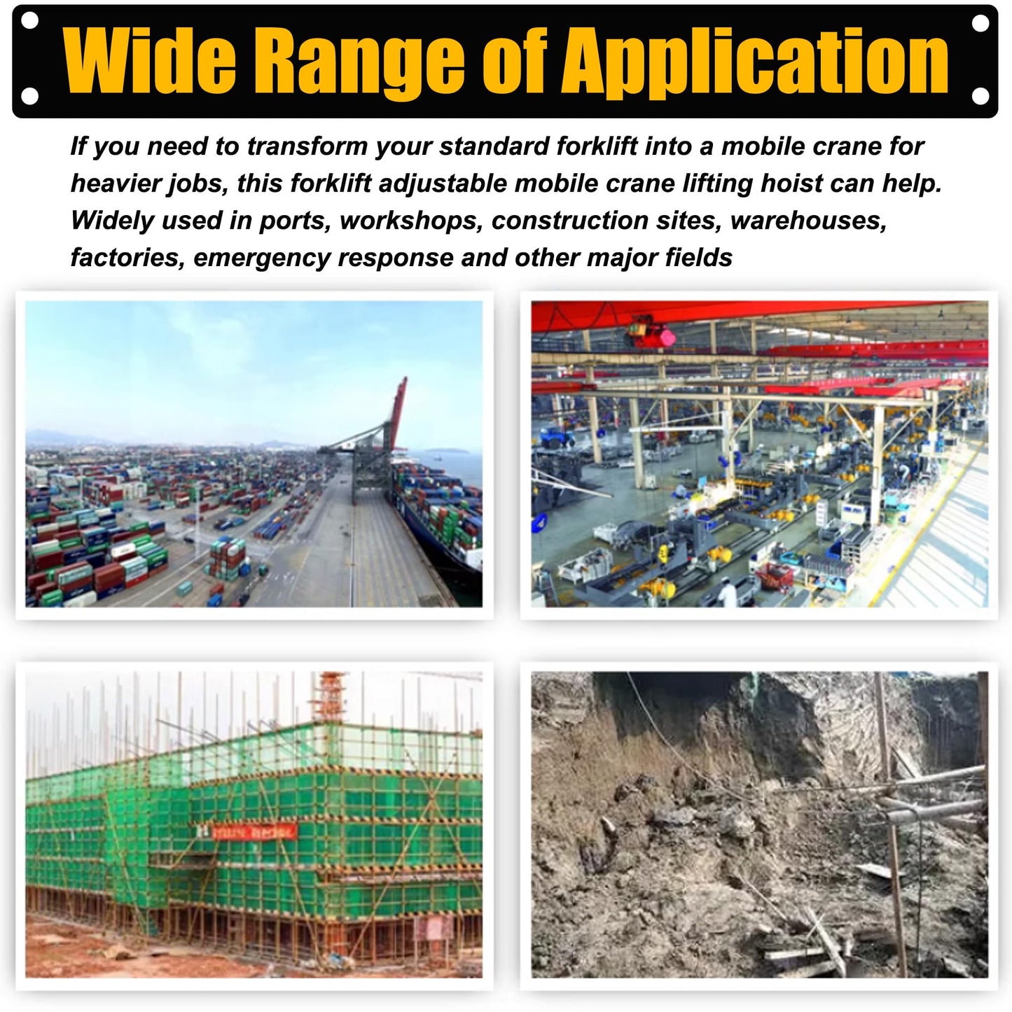HQHAOTWU Forklift Jib Boom Crane 4400lbs Capacity Telescoping Mobile Crane Industrial 0-75 Degrees Tilting Lifting Hoist Truss Jib Boom with 2 Hooks Manual Telescopic 7-12ft for Warehouse & Factories