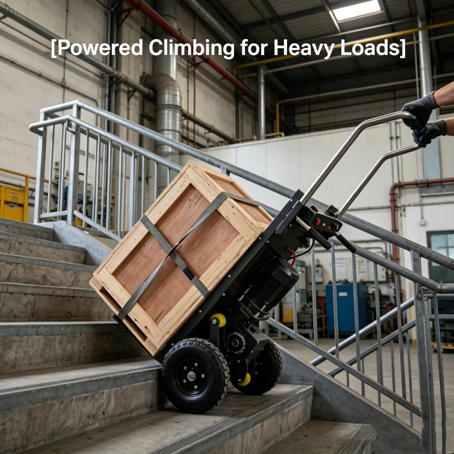 Stair Climbing Dolly Electric Hand Truck with 1600lbs High Load Capacity Motorized Stair Climber for Heavy Equipment Moving Appliance Transport and Logistics Delivery in Hospital Nursing Home