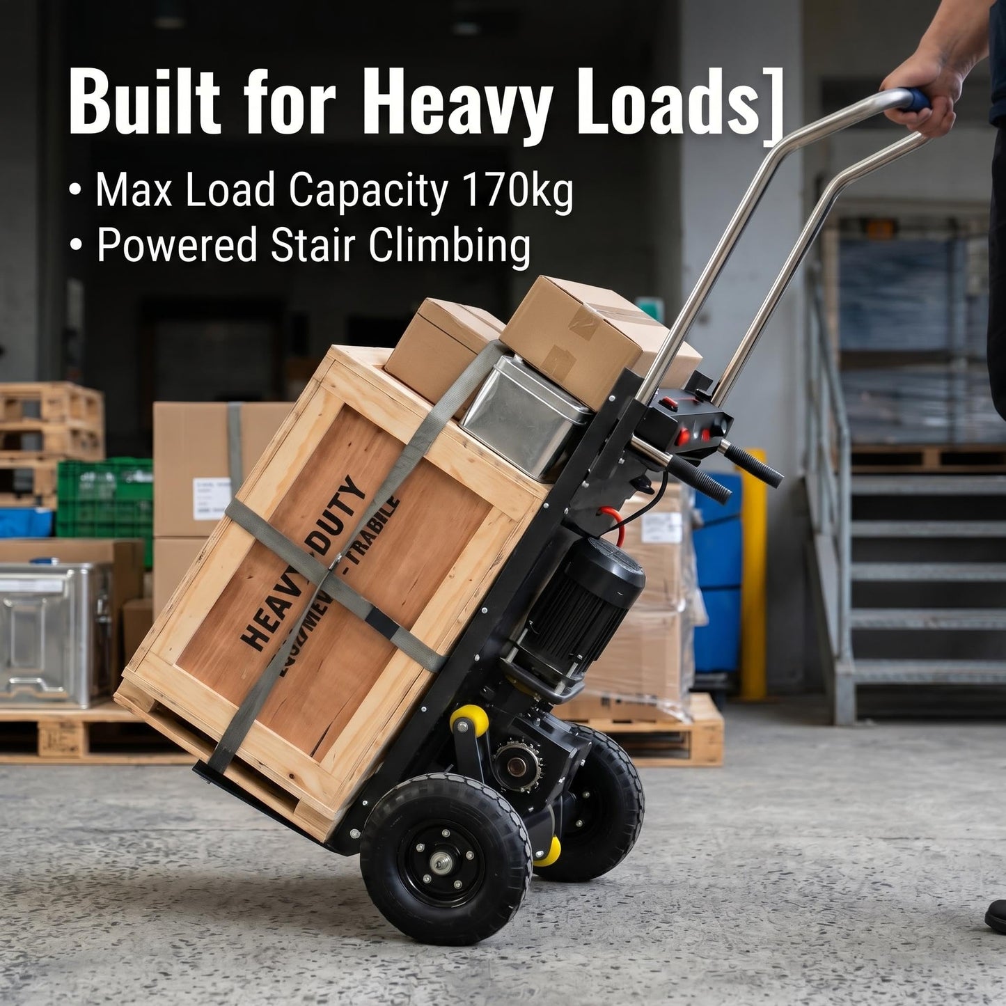Large Load Capacity Electric Stair Climbing Cart, Electric Stair Climbing Machine for Construction, Large Load Capacity Electric Stair Climbing Cart with 600lbs Load Capacity