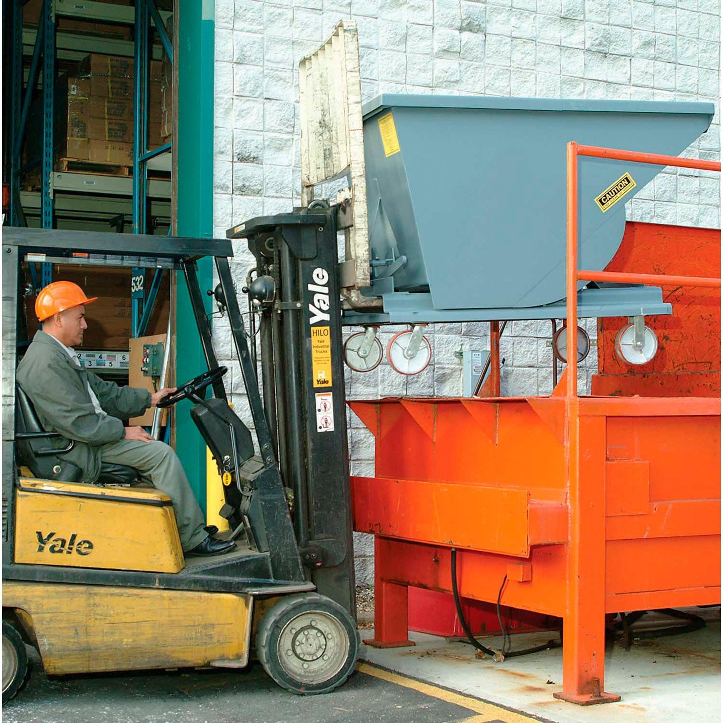 1/2 Cu Yard Heavy-Duty Self-Dumping Hoppers - 52-1/2"Wx37-3/4"Dx32-1/2"H - Gray