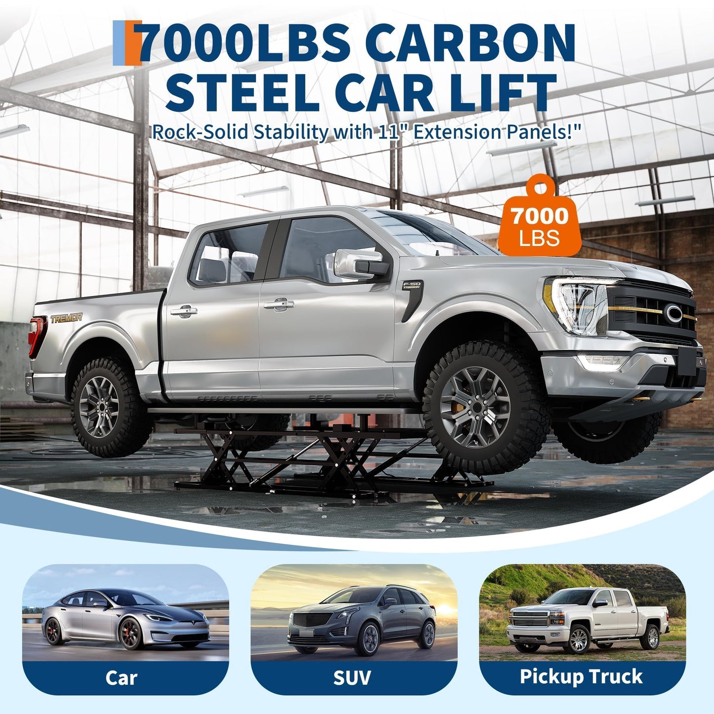 EliteEdge Portable Car Lift 5000 LBS, Adjustable Quick Jack with Locking Levers, 26" Max Height Scissor Lift, Foldable Design & Wheels for Sedan, SUV, Light Truck, Garage Workshop Use, Black