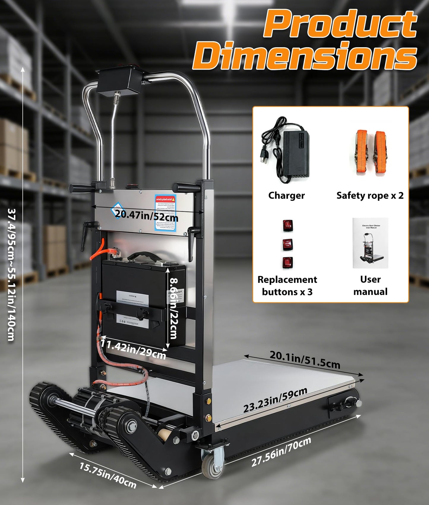 Electric Stair Climbing Dolly, 1250W Electric Stair Climbing Hand Truck with 45° Adjustable Angle, 900lbs Max Load Capacity, 3 Mode Folding Stair Climber Hand Trucks with Telescopic Handle for Moving