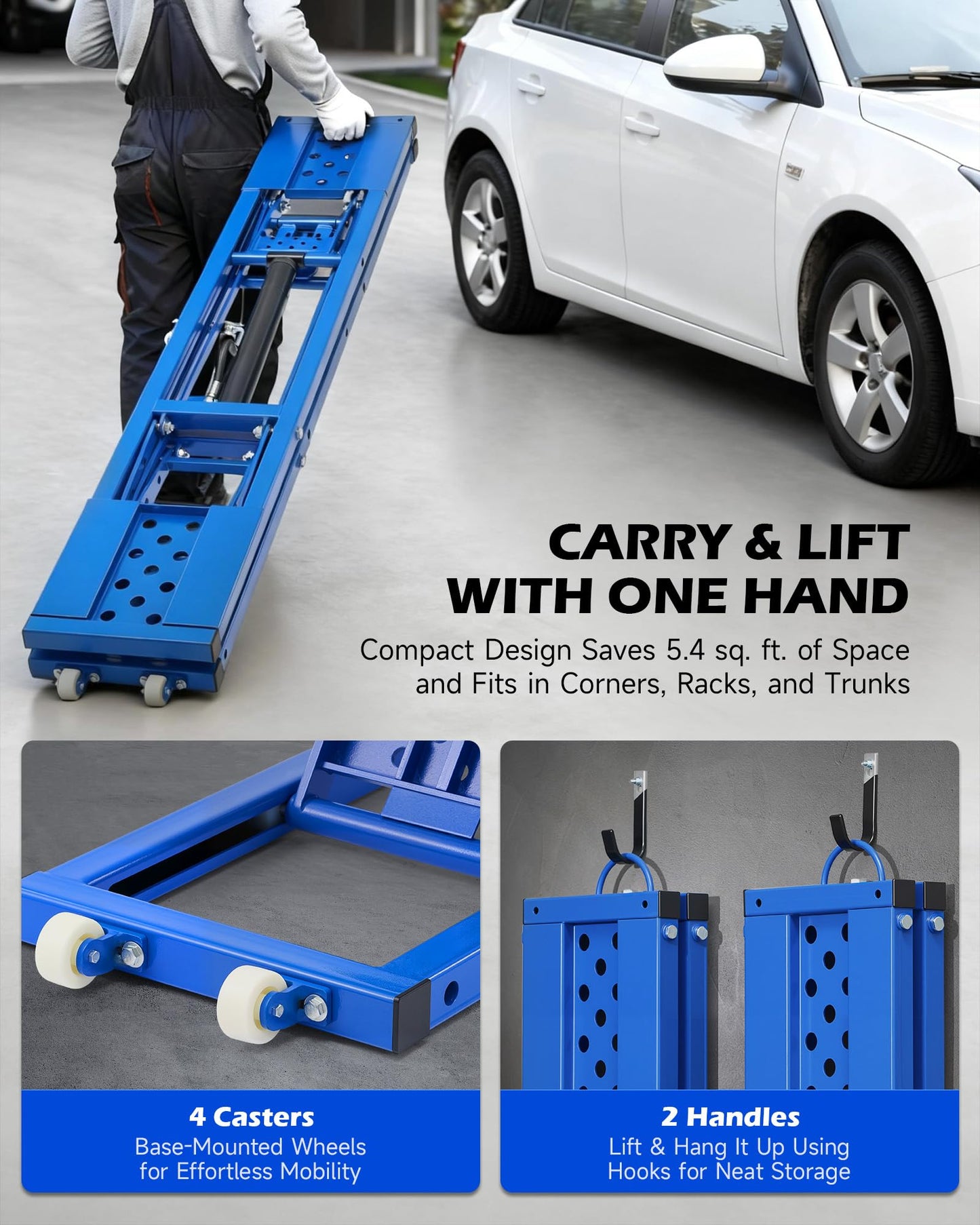 Orion Motor Tech Portable Car Lift with 7000lb Capacity, Heavy-Duty Adjustable Car Jack (26.8 in Max Height) for Sedan, Pickup Truck & SUV with Auto Lock Extension Plates