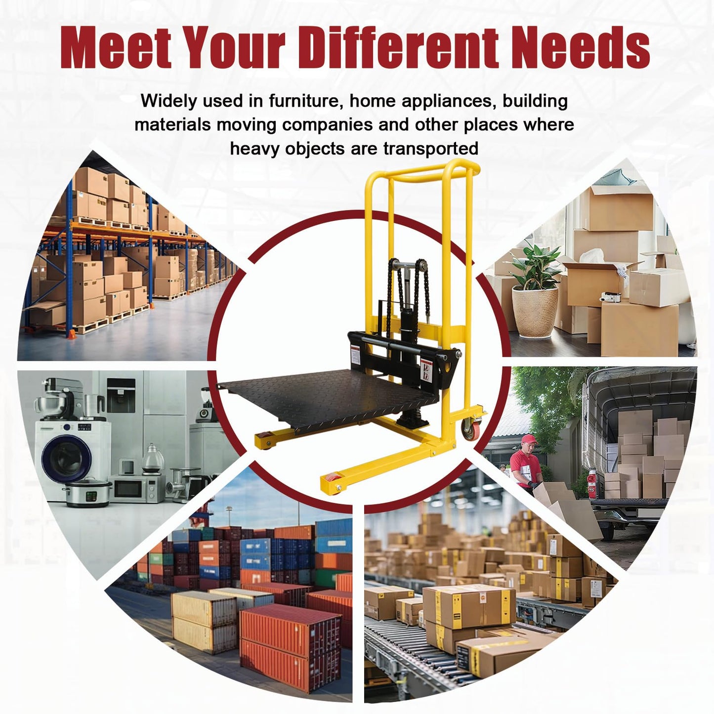 Hydraulic Material Lift Winch Stacker, Double-Support Pallet Truck, Capacity Pallet Truck Dolly, Manual Forklift Stakcer, 35" Max Lift w/ 3.6" Wheels 360° Swivel Casters, Adjustable Forks