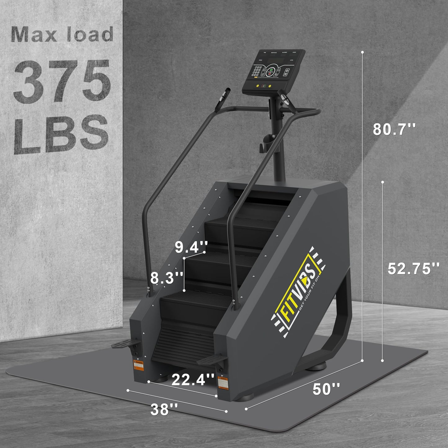 Fitvids Stair Stepper Machine, Commercial Grade Stair Climber with 15 Resistance Levels, Continuous Stair Stepping Machine for Cardio and Lower Body Workouts, LED Screen, Exercise Machine for Home Gym