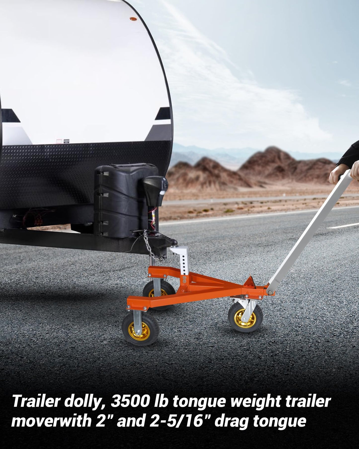 Krysolad Trailer Dolly, 3500 lb Tongue Weight Trailer Mover with 2'' & 2-5/16'' Receiving Tongues, Angle Adjustable, Suitable for RV Boat Motorcycle Jet Ski