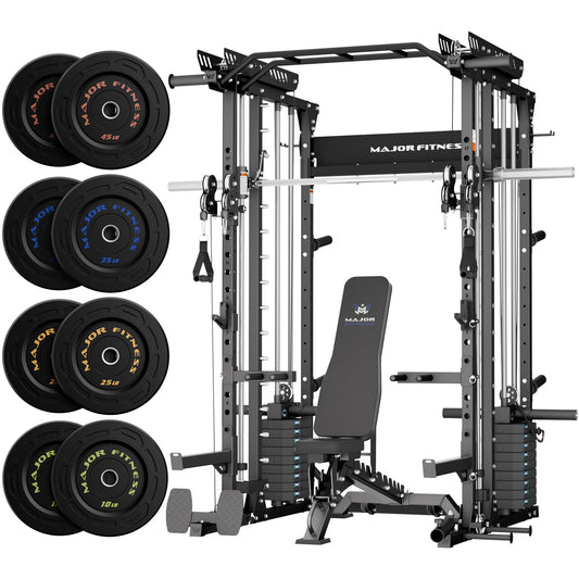 Major Fitness Drone MAX V Smith Machine with Weight Stacks, All-in-One Home Gym Squat Rack--2500LB Capacity, Dual LAT Pull-Down Systems & Cable Crossover Machine, Heavy-Duty Full-Body Workout Machine