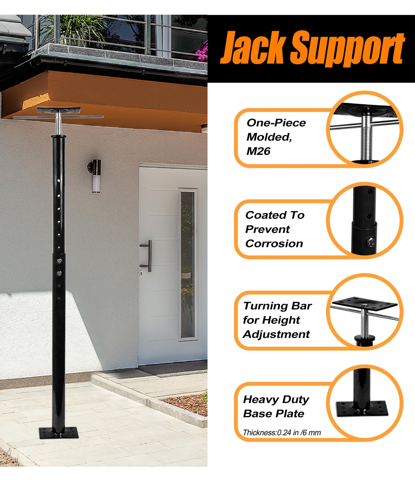 2 Pack Heavy Duty Floor Jack Post 31" to 63" Adjustable Support Pole Jack | 18,000 lbs Load Capacity | Basement Jack for Leveling, Foundation Repair, Crawl Space & Deck Support | Swivel Top Plate