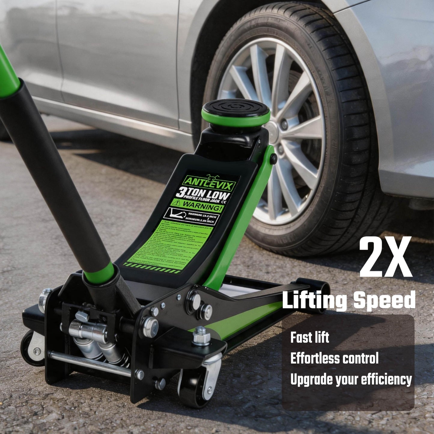 Heavy-Duty 3-Ton (6,600 lbs) Low Profile Hydraulic Floor Jack, Steel, Dual Piston Pump – for Cars, SUVs, and Trucks – Garage & Shop Maintenance