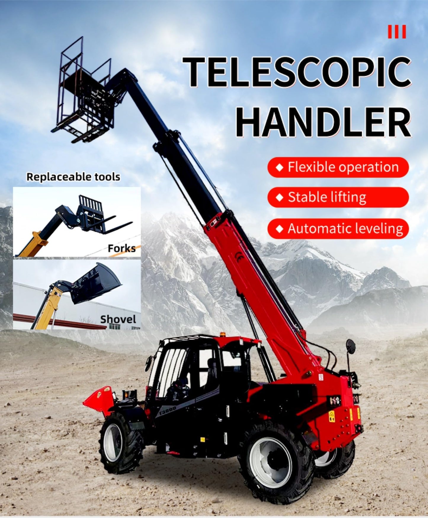 Compact Mini Telescopic Handler for Sale – Hydraulic Extendable Boom Telehandler for Agriculture, Warehouses & Narrow Worksites