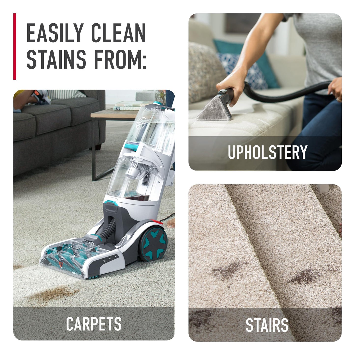 Hoover SmartWash Automatic Carpet Cleaner Machine, Deep Cleaning Carpet Shampooer Machine, Pair with a Hoover Cleaner Solution for a Bright, Refreshed Home