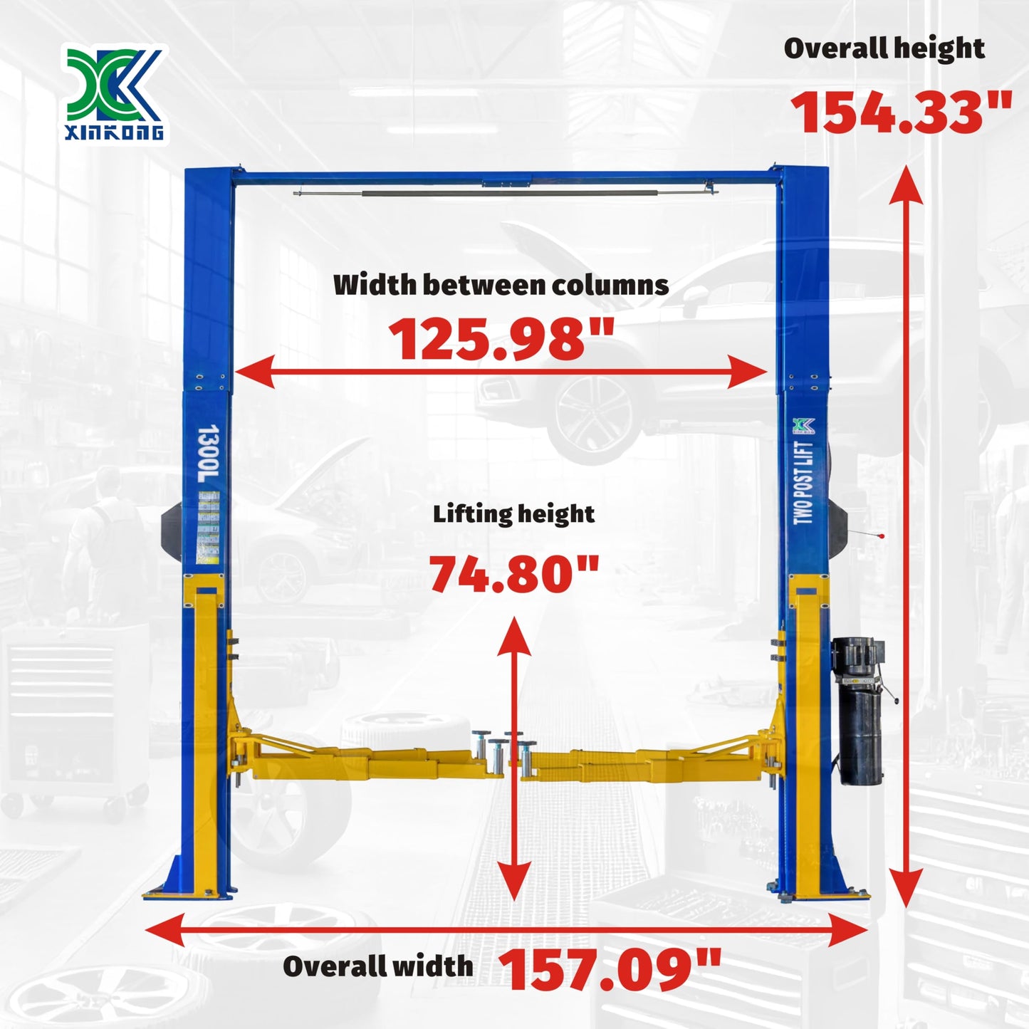 XK-1300L Overhead Auto Lift 3+3 Enhanced Lifting Arm 220V Car Lift Capacity 13000 Lbs Truck Hoist with 36 Months Parts Replacement