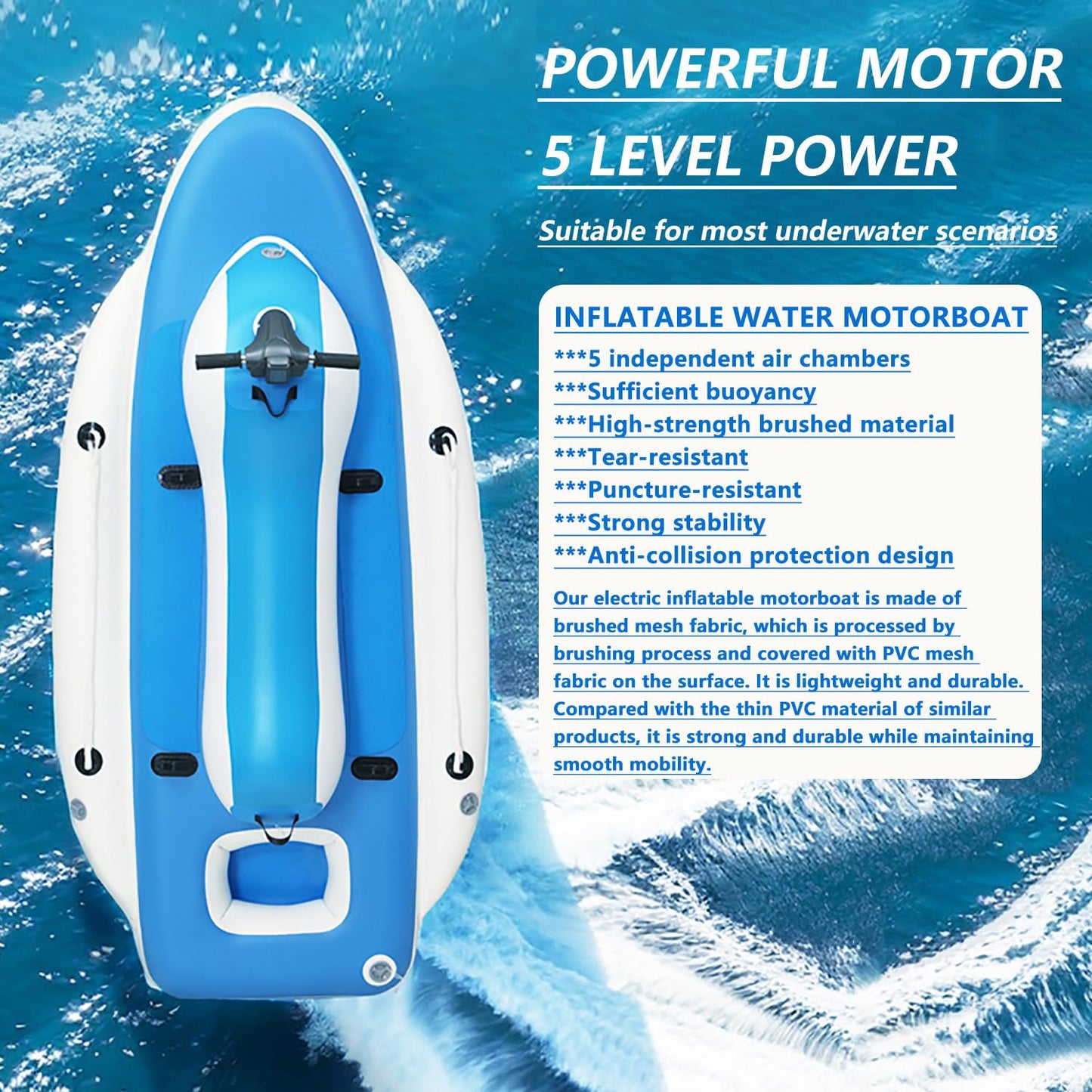 Electric Rush Wave Surf Boat Jet Ski with 500W/700W Underwater Propeller, with Diving Handle/Thruster Storage Bag, 9-speed Adjustment, Max Load Cap. 485 lbs, for Sea Diving & Water Sports 700WPRO16A