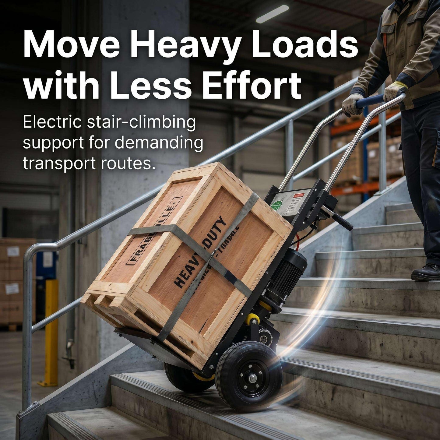 YOEXTO 800Lbs Capacity Rated Load Electric Stair Climber, Stair Climbing Hand Truck for Logistics with Foldable Design, Motor Cart with 48V Lithium Battery for Moving Furniture and Goods(Black)