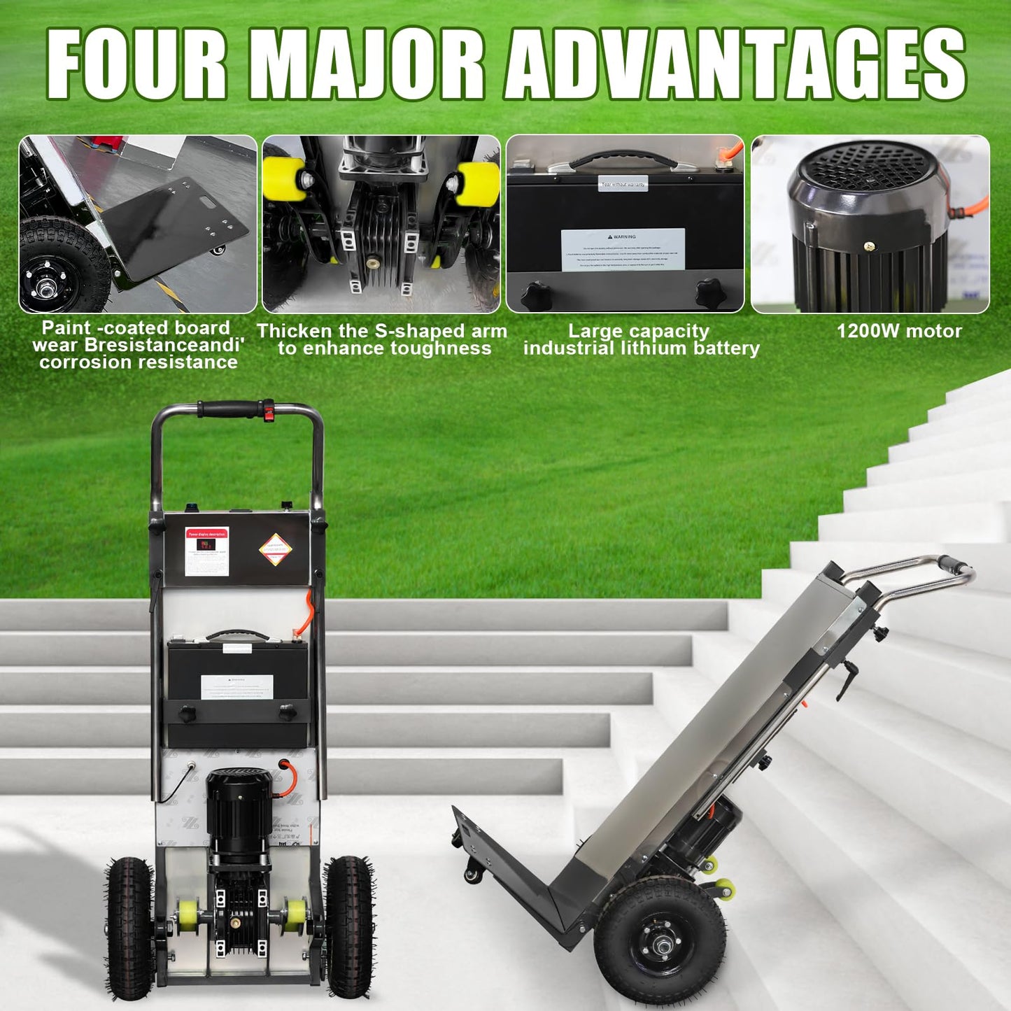 ZLPOWER Electric Stair Climbing Dolly 1200W Powered Hand Truck Dolly Cart for Moving 880lb Capacity Heavy Duty Stair Climber, Black Model