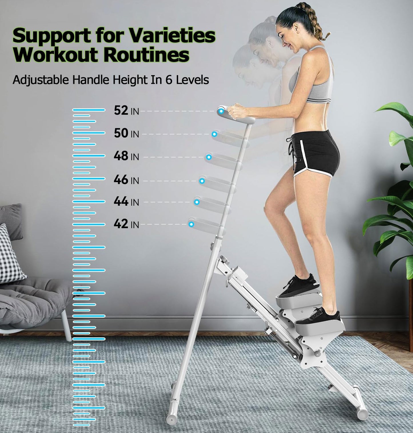Stair Stepper Machine for Home Gym, Compact Folding Cardio Climber with Adjustable Handlebar, Extended Step Range for Effective Stepping Workouts