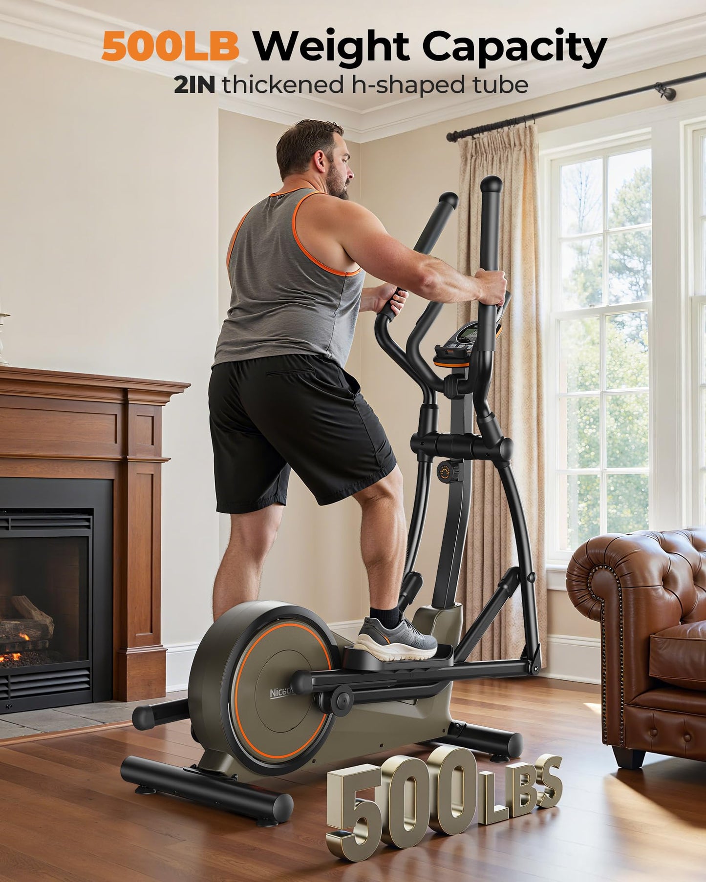 Niceday Elliptical Machine, Elliptical Exercise Machine for Home Use with Hyper-Quiet Magnetic Driving System, 20IN Stride, 16 Resistance Levels, 500LBS Loading Capacity, App Supported