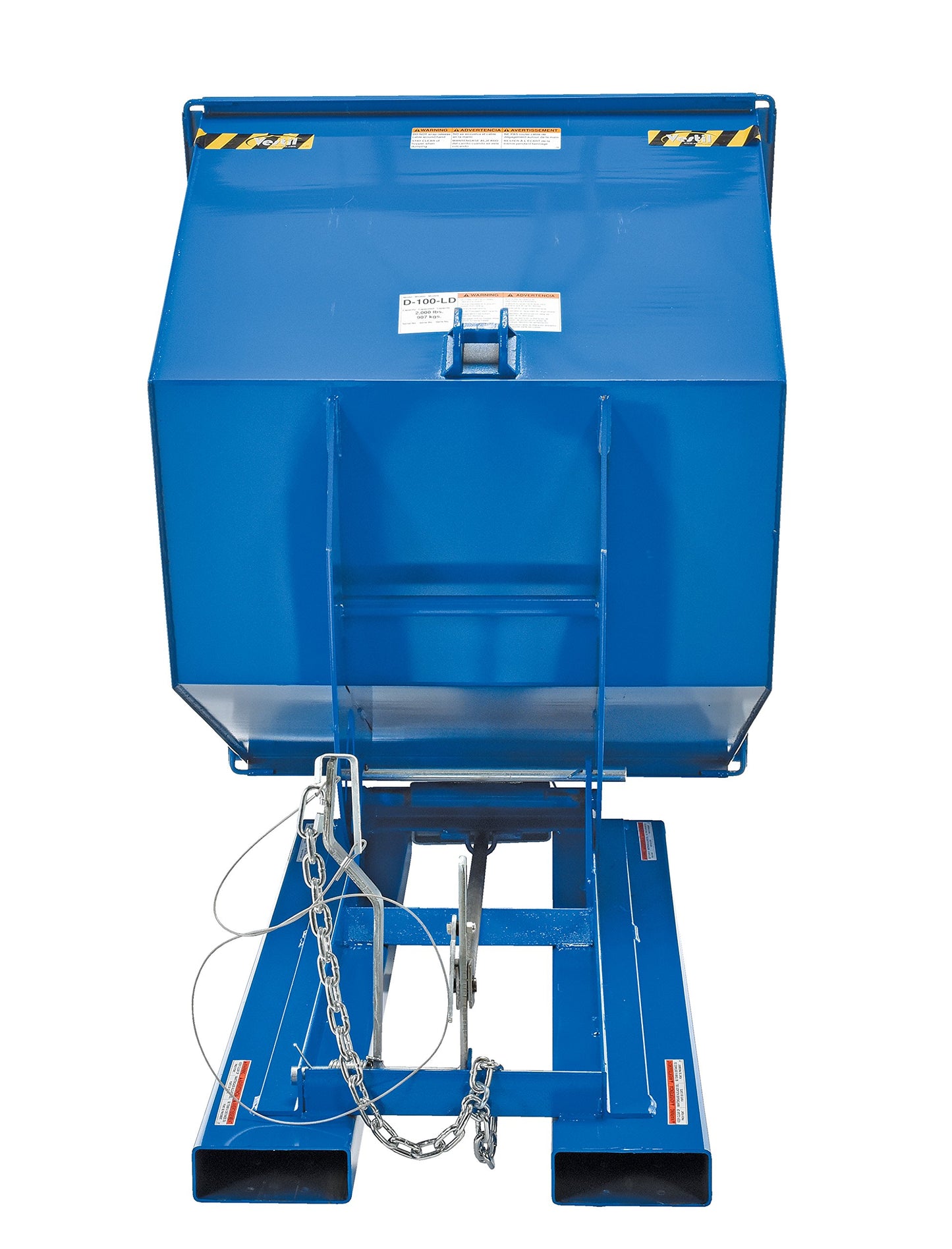 Vestil D-100-LD Steel Light Duty Self Dumping Hopper 1 Cubic Yard 2000 Lb. Capacity Blue
