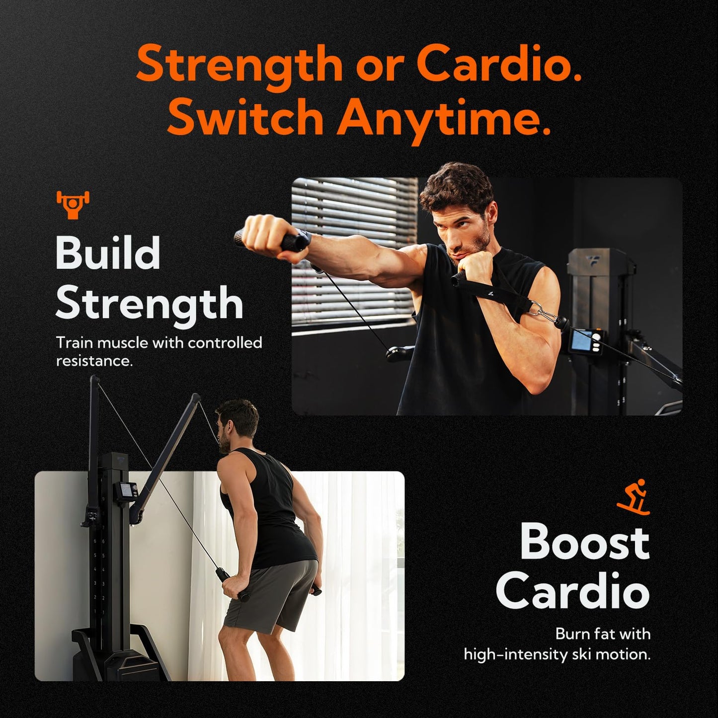 FITTRANSFORMER Titan Smart Home Gym, All-in-One Strength Training and Ski Machine, Digital Weight System for Full Body Workout, Functional Gym Machine, Squat Rack & Ski Machine