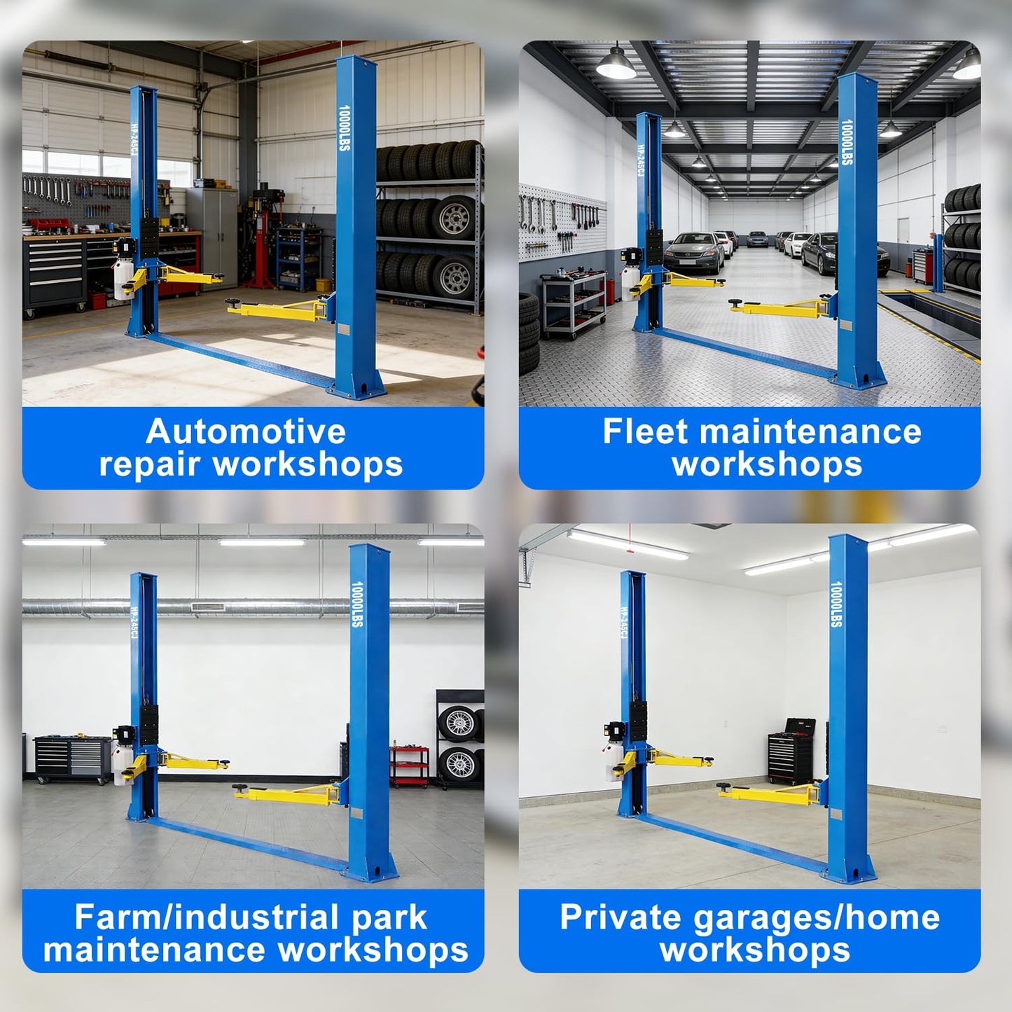 MutsMover 10K Capacity 2-Post Car Lift with Floor Plate Base, 73 Inch Max Rise, Heavy-Duty Hydraulic Auto Lift for Workshop & Parking, Safety Lock Release, 220V, 3 Year Coverage, 2026