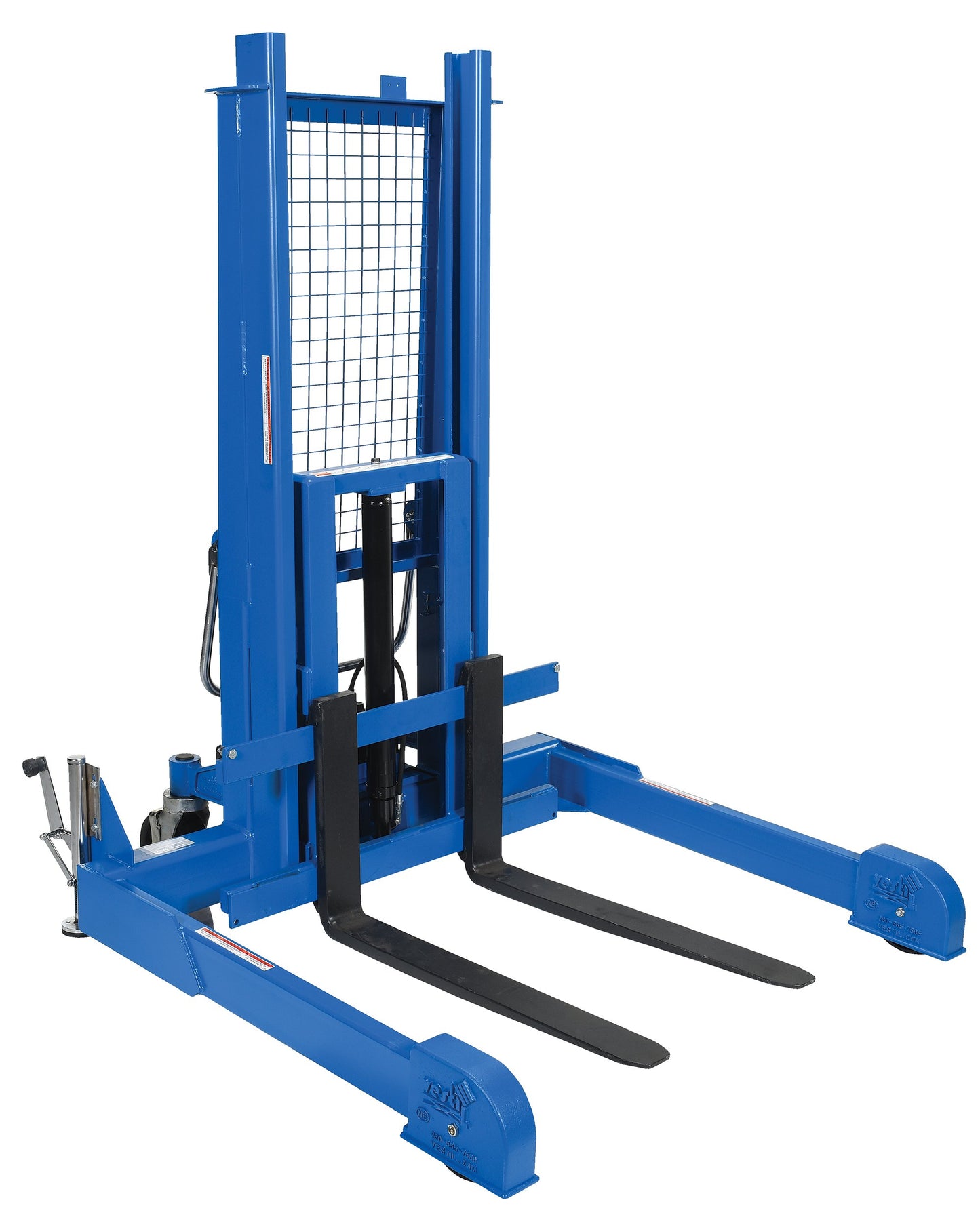 Vestil PMPS-50-AIR Steel Pallet Master/Server Stacker Reciprocating Air/Oil Powered 50 In. Raised Height 4,000 Lb. Capacity Blue