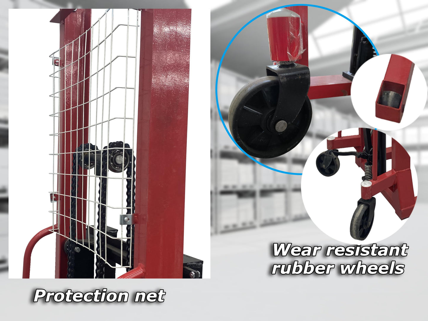 INTSUPERMAI Manual Pallet Stacker Manual Forklift 4400 lbs/2 Tons Capacity 63inch Lift Height Adjustable Forks Width Manual Hydraulic Hand Pump Lift Truck Hand Pump Stacker