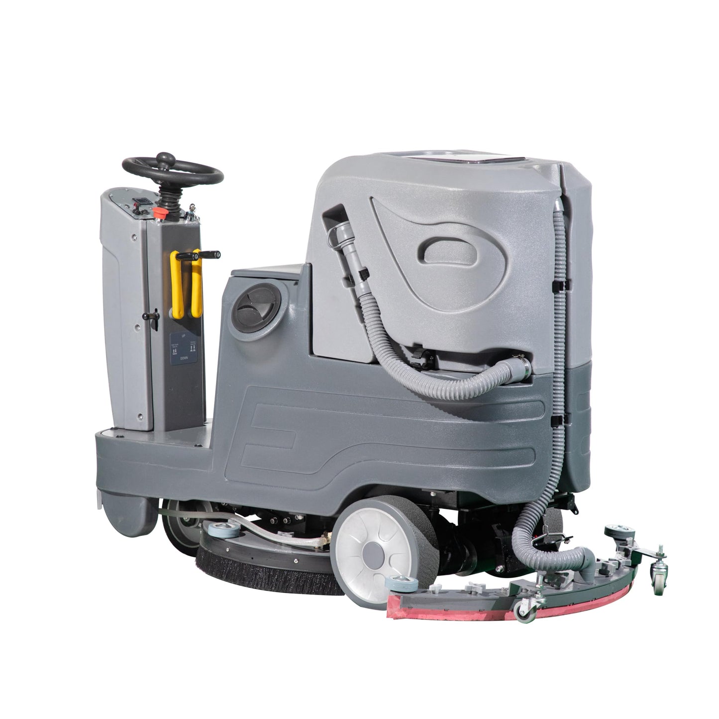 Lanstixr Ride-On Floor Scrubber Machine with 21'' Brush,38'' Squeegee, 21 Gallon Water Tank, Battery Powered,Commercial High Efficiency Automatic Cleaning Scrubber,52,204 sqft/h