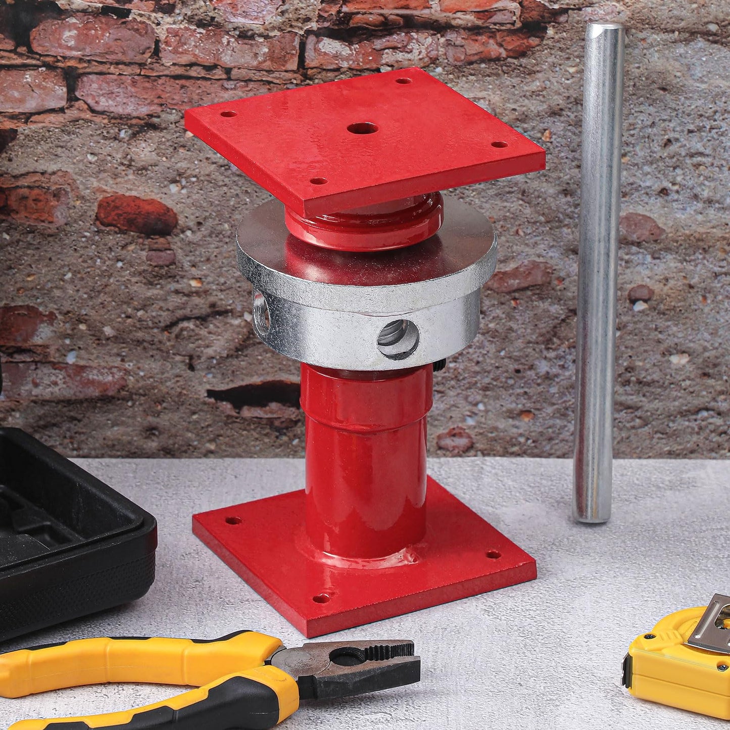 Lanties Adjustable Screw Jack Post for House Leveling, Manufacturing House Jacks with Wrench Screw Steel Shores, Range of Adjustment(6.5''-9'',Red,4 Pcs)