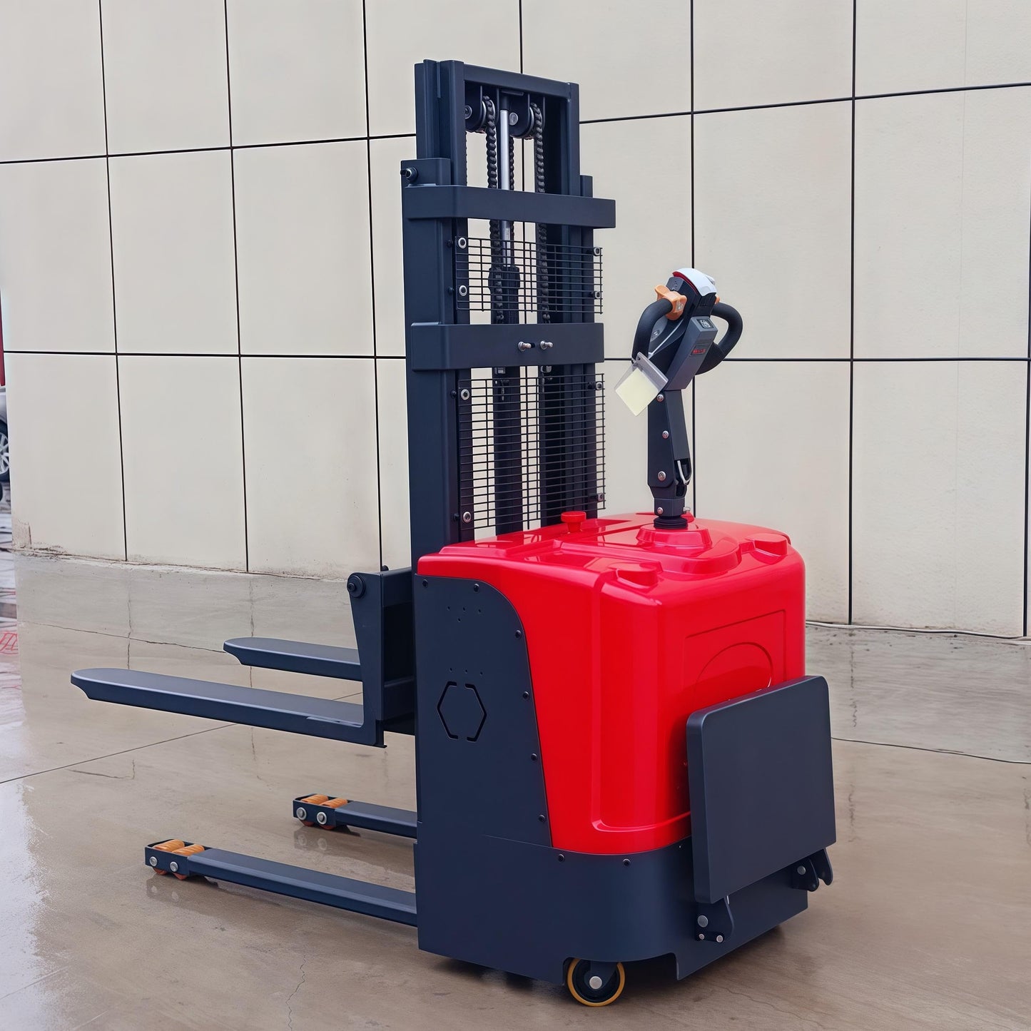 Electric and Manual Pallet Stacker, High Lift Mobile Stackers, Compact Hydraulic Stack Truck for Warehouse, Factory, Supermarket, Logistics, and Small Space Material Handling