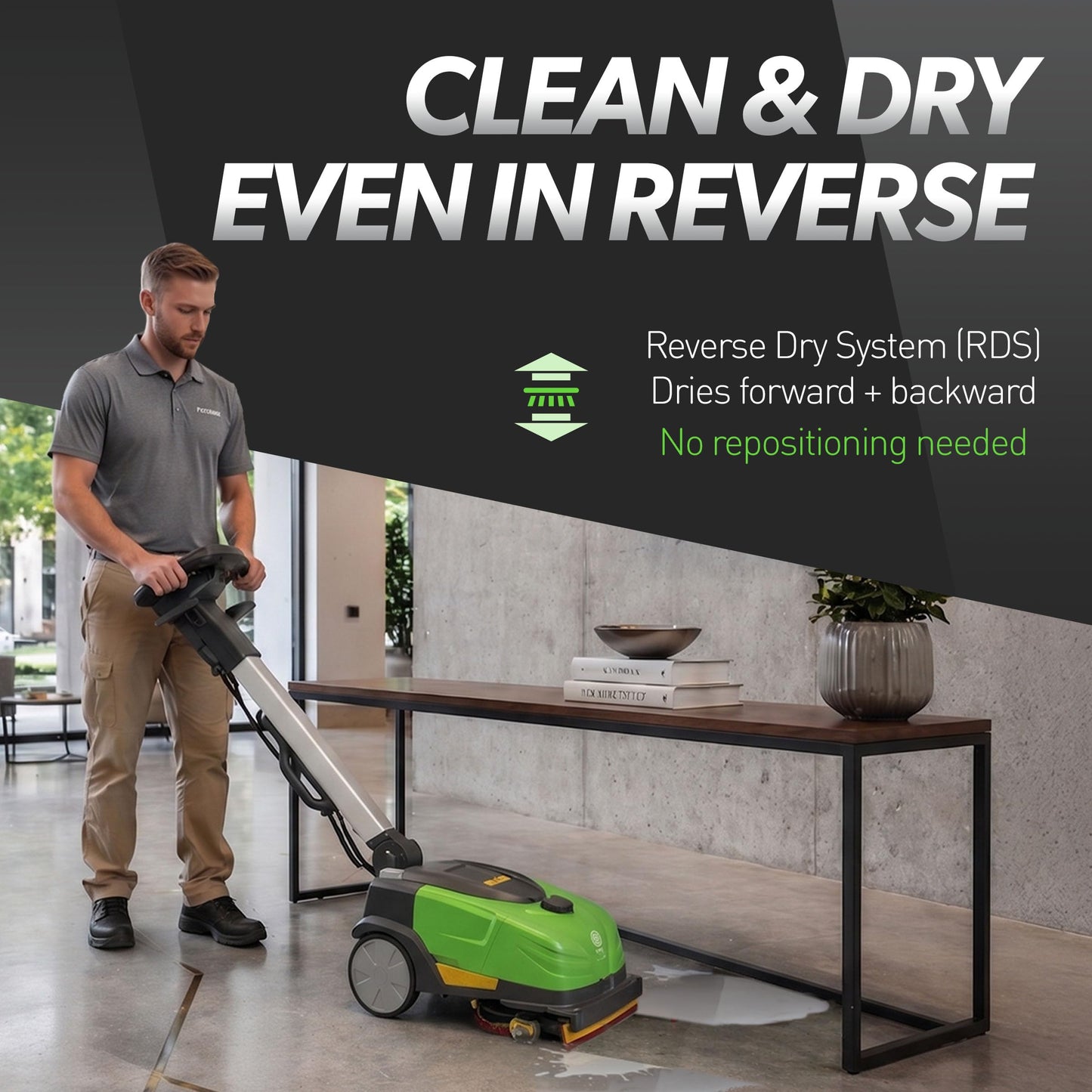 IPC Eagle EM11 Walk-Behind Floor Scrubber – Battery-Powered Compact Scrubber, 11” Cleaning Path, Designed for Tight Spaces