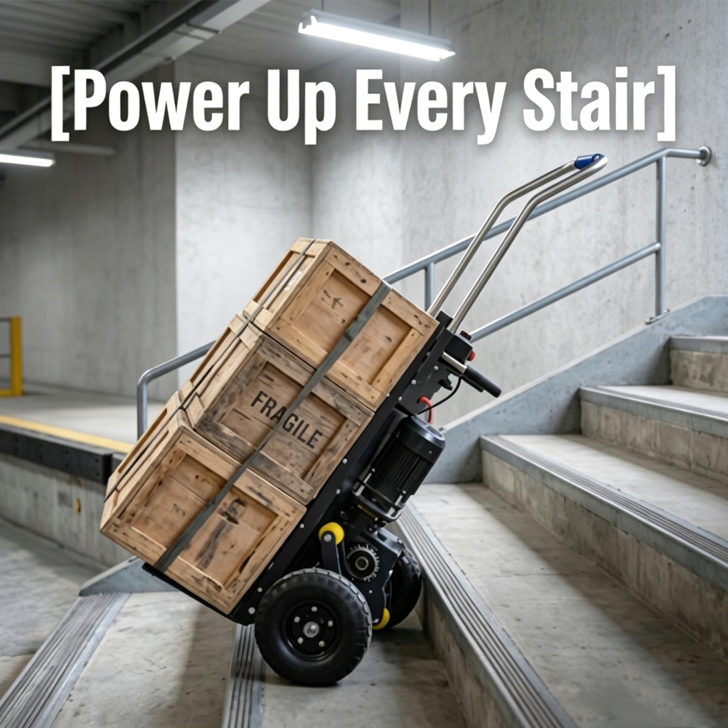 Electric Stair Climber Cart 1600 lbs Load Capacity Heavy Duty Powered Stair Climbing Dolly for Transporting Refrigerator Appliances and Heavy Goods in Warehouse Logistics Construction Sites