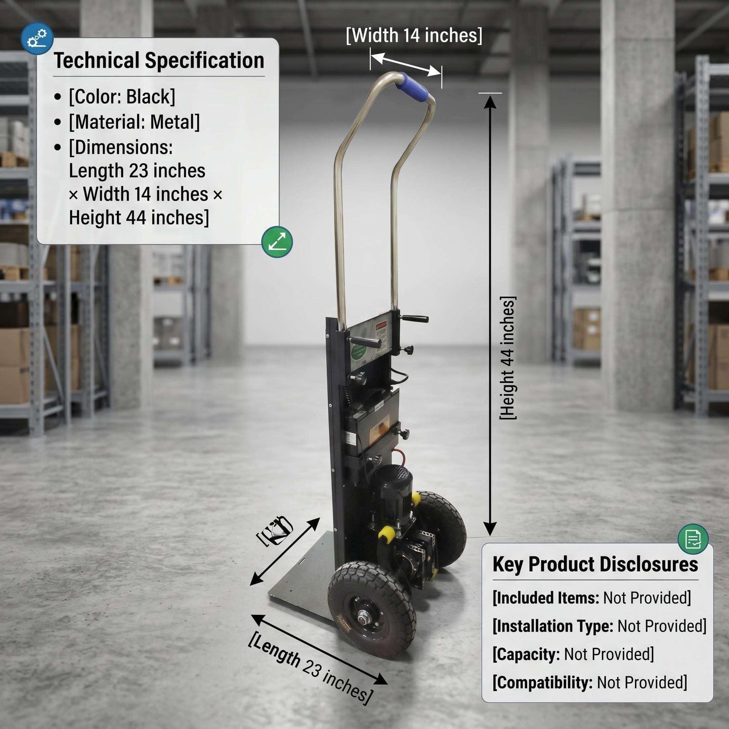 YOEXTO 800Lbs Capacity Rated Load Electric Stair Climber, Stair Climbing Hand Truck for Logistics with Foldable Design, Motor Cart with 48V Lithium Battery for Moving Furniture and Goods(Black)