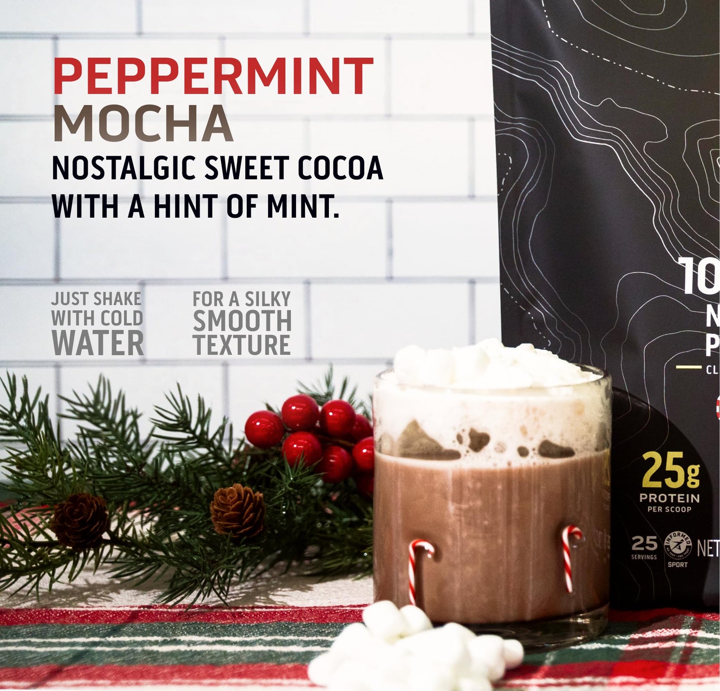 Ascent 100% Whey Protein Powder - Post Workout Whey Protein Isolate, Zero Artificial Flavors & Sweeteners, Gluten Free, 5.5g BCAA, 2.6g Leucine, Peppermint Mocha 1.7 lb