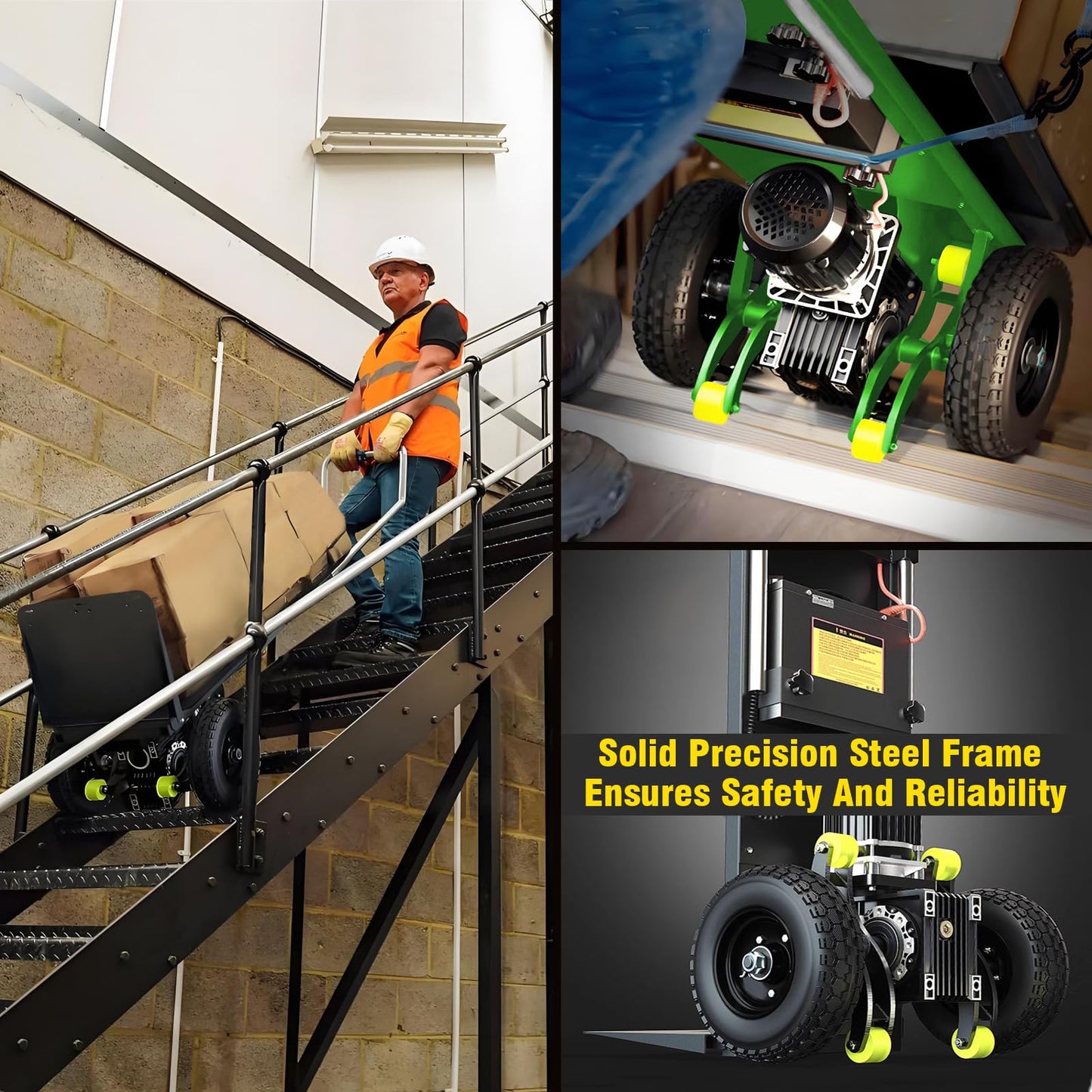 Electric Stair Climbing Dolly, 1200W Motorized Powered Stair Climber Dolly Cart, 880lb Max Load, Green