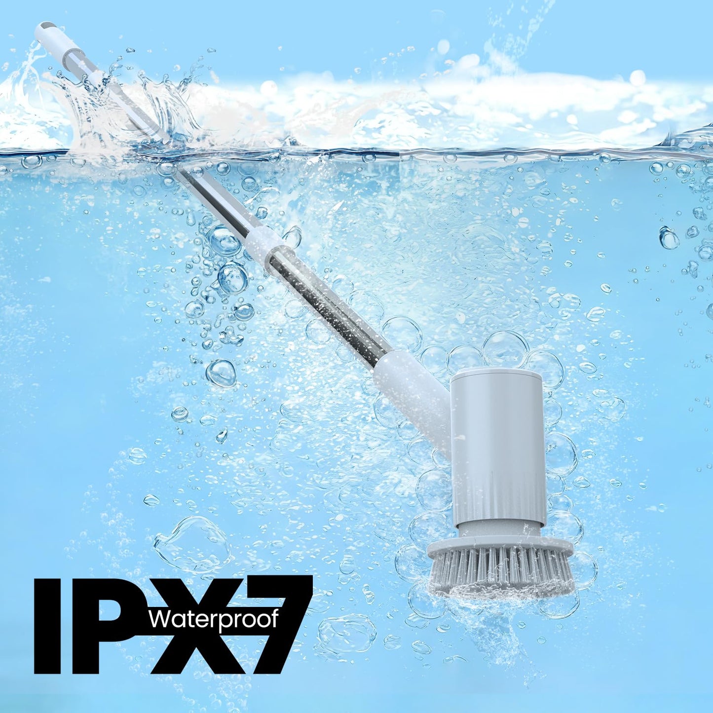 BOTLIFE Electric Spin Scrubber - 4500mAh Cordless Cleaning Brush with 6 Brush Heads, 47" Adjustable Handle Relieves Back Pain, IPX7 Waterproof Power Scrubber for Bathroom Shower Floor Tile Bathtub