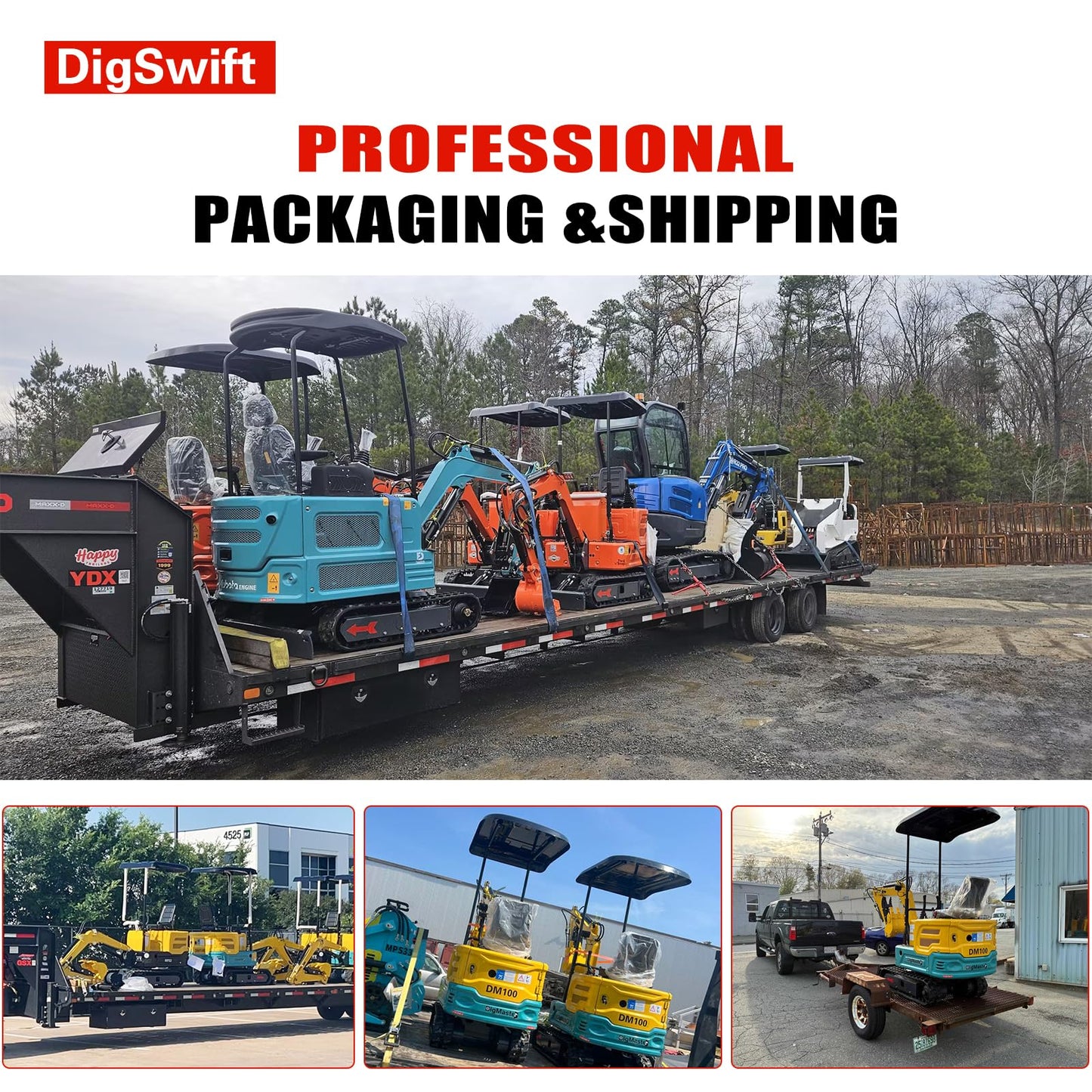 DS-16, 1.4 Tons KubotaDiesel Mini Excavator, w/Pilot System Quick Coupler, Ripper, Rake, Toothless Bucket, Grapple, Auger, Hydraulic Hammer Breaker Kit, Work for Any Occasions, US in Stock red