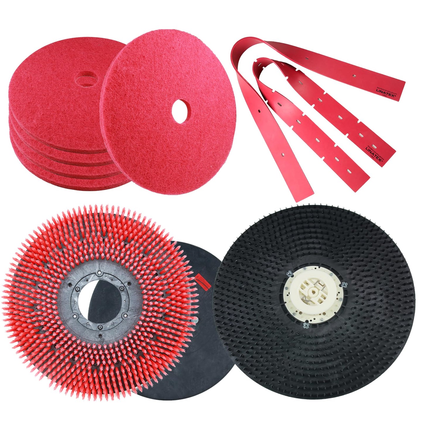 AIOLITH Maintenance Kit for AF2225 Micro Ride On Floor Scrubber: 21" Brush, 21" Pad Driver, 33" Squeegee Blades, 5-Pack 22" Pads (4-Piece Bundle) - 100% Compatible with AF2225